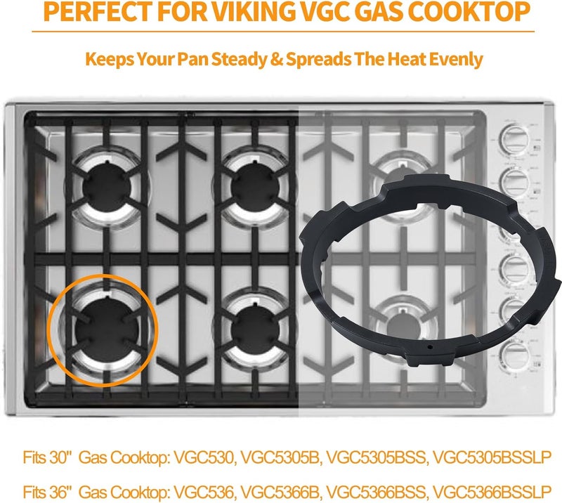atgestore WRGVGC Wok Ring Replacement Parts for Viking Wok Ring Gas Stove Cast Iron Wok Grate VGC5366BSS Viking Burner Wok Support Ring VGC Range Cooktop Stove Round Wok Stand Holder Grate Rack - Image 5